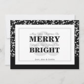 白黒クリスマスグリーンのフォトカード シーズンカード (正面)