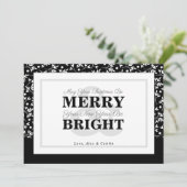 白黒クリスマスグリーンのフォトカード シーズンカード (スタンド正面)