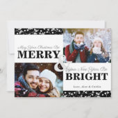 白黒クリスマスグリーンの2枚フォトカード シーズンカード (正面)