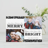 白黒クリスマスグリーンの2枚フォトカード シーズンカード (スタンド正面)