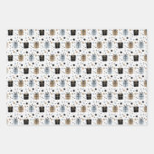 白黒クリスマスサンタクロース3コーディネート ラッピングペーパーシート (正面2)