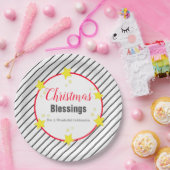 白黒クリスマスストライプ紙プレート ペーパープレート (パーティー)