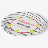 白黒クリスマスストライプ紙プレート ペーパープレート (アングル)