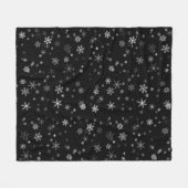 白黒クリスマススノーフレーク・パターン フリースブランケット (正面(横))