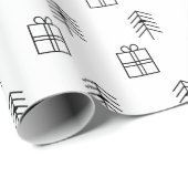 白黒クリスマスツリーと現在のパターン ラッピングペーパー (ロールコーナー)