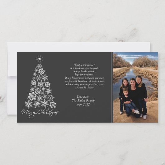白黒クリスマスツリーのフォトカード シーズンカード (正面)