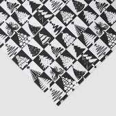 白黒クリスマスツリーのホリデーパターン 薄葉紙 (詳細)