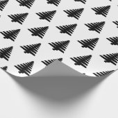 白黒クリスマスツリーのマット ラッピングペーパー (角)