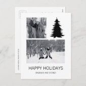 白黒クリスマスツリーの写真 シーズンポストカード (正面/裏面)