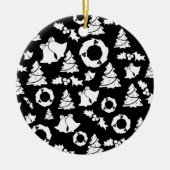 白黒クリスマスツリーオーナメント セラミックオーナメント (正面)