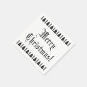 白黒クリスマスツリーカスタム文字モダン スタンダードカクテルナプキン (角)