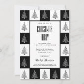 白黒クリスマスツリークリスマスパーティー 招待状 (正面)