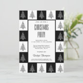 白黒クリスマスツリークリスマスパーティー 招待状 (スタンド正面)