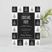 白黒クリスマスツリークリスマスパーティー 招待状 (スタンド正面)