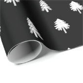 白黒クリスマスツリーシンプルパターン ラッピングペーパー (ロールコーナー)