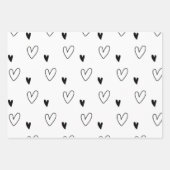 白黒クリスマスツリースノーフレークハート ラッピングペーパーシート (正面3)