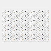 白黒クリスマスツリーズスター3コーディネート ラッピングペーパーシート (正面2)