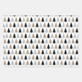 白黒クリスマスツリーズスター3コーディネート ラッピングペーパーシート (正面)