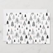 白黒クリスマスツリーズフラットホリデーカード シーズンカード (正面)