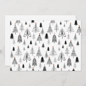 白黒クリスマスツリーズフラットホリデーカード シーズンカード (正面/裏面)