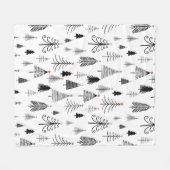 白黒クリスマスツリーパターンミニマリスト フリースブランケット (正面(横))