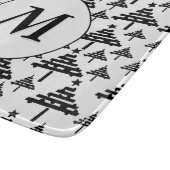 白黒クリスマスツリーパターンモノグラム  カッティングボード (角)