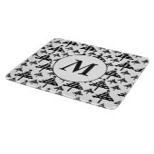 白黒クリスマスツリーパターンモノグラム  カッティングボード (角)