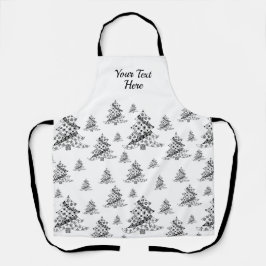 白黒クリスマスツリーパターン エプロン