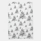 白黒クリスマスツリーパターン キッチンタオル (縦)