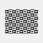 白黒クリスマスツリーパターン フリースブランケット (正面(横))