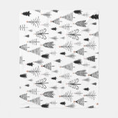 白黒クリスマスツリーパターン フリースブランケット (正面)