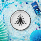 白黒クリスマスツリーフォント幾何学模様 ペーパープレート (パーティー)