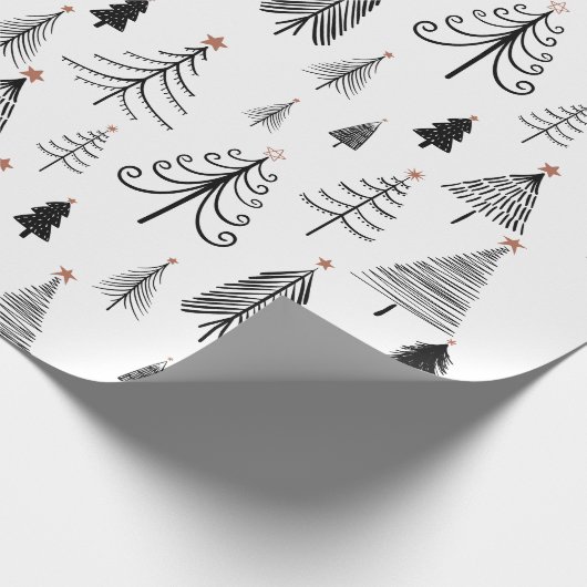 白黒クリスマスツリーラッピング紙 ラッピングペーパー (角)