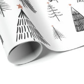 白黒クリスマスツリーラッピング紙 ラッピングペーパー (ロールコーナー)