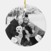 白黒クリスマスツリー家族の写真 セラミックオーナメント (裏面)