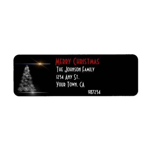 白黒クリスマスツリー差出人住所 ラベル (正面)