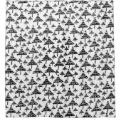 白黒クリスマスツリー抽象芸術パターン シャワーカーテン (正面)