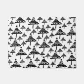 白黒クリスマスツリー抽象芸術パターン ドアマット (正面)