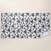 白黒クリスマスツリー抽象芸術パターン ビーチタオル (正面)