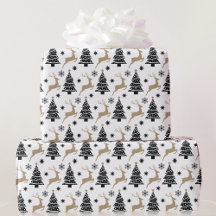 白黒クリスマスツリー鹿5サイズ跳躍