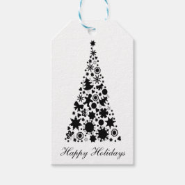 白黒クリスマスツリー ギフトタグ