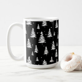 白黒クリスマスツリー コーヒーマグカップ