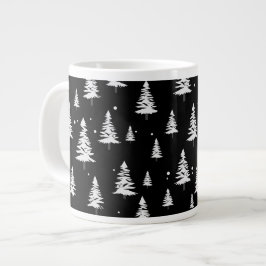 白黒クリスマスツリー ジャンボコーヒーマグカップ