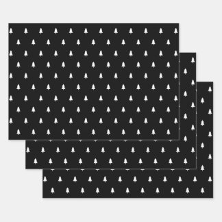 白黒クリスマスツリー ラッピングペーパーシート