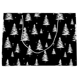 白黒クリスマスツリー ラージペーパーバッグ