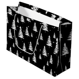 白黒クリスマスツリー ラージペーパーバッグ