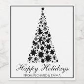 白黒クリスマスツリー ワインラベル (シングルラベル)