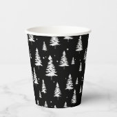 白黒クリスマスツリー 紙コップ (正面)