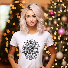 白黒クリスマスデザイン Tシャツ
