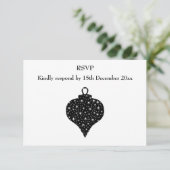 白黒クリスマスバウブルデザイン。 出欠カード (スタンド正面)